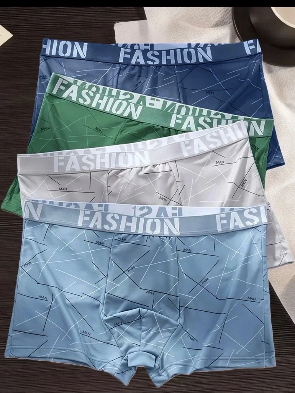 FASHION Men’s Boxer Briefs Pack — Blue, Light Blue, Green, White